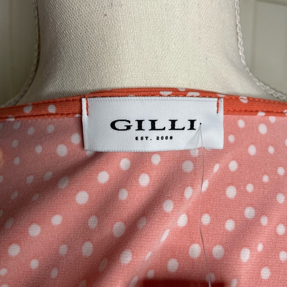 Gilli Orange Faux Wrap Dress with 3/4 Sleeves - Picture 5 of 6